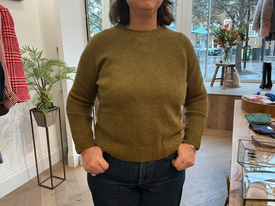 Cash-ca crew neck merino/yak jumper - olive