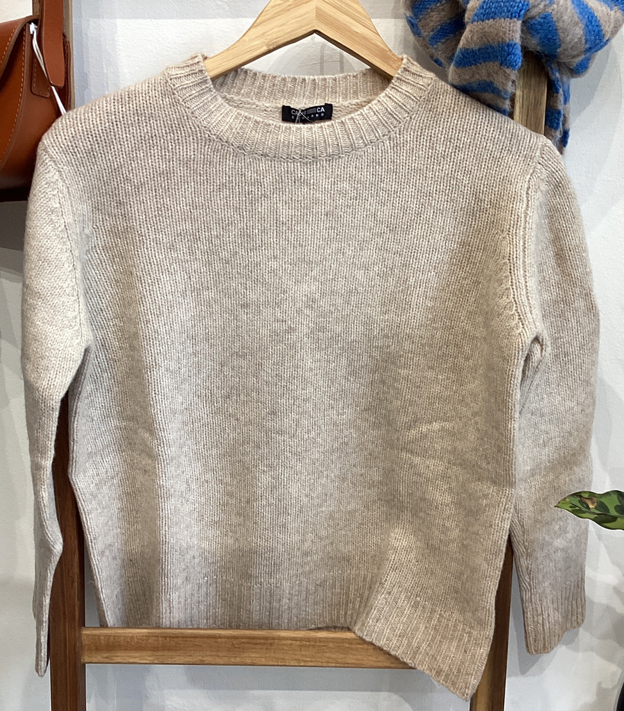 Cash-ca crew neck oatmeal merino jumper