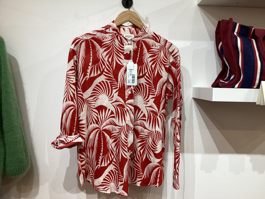 Hartford Cristal palm print crinkle shirt  - red