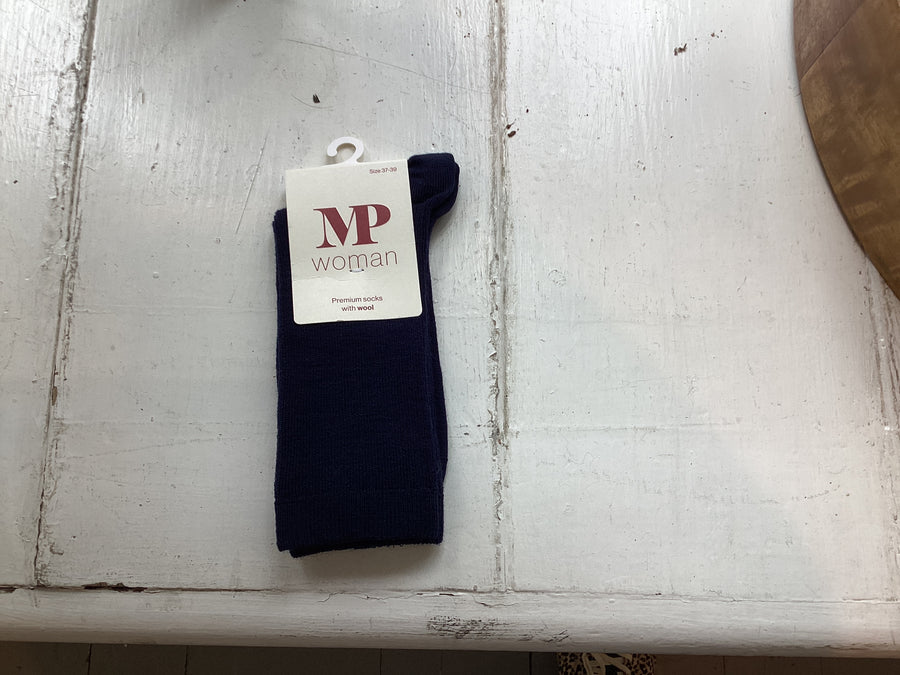 MP Denmark fine ribbed wool sock - navy