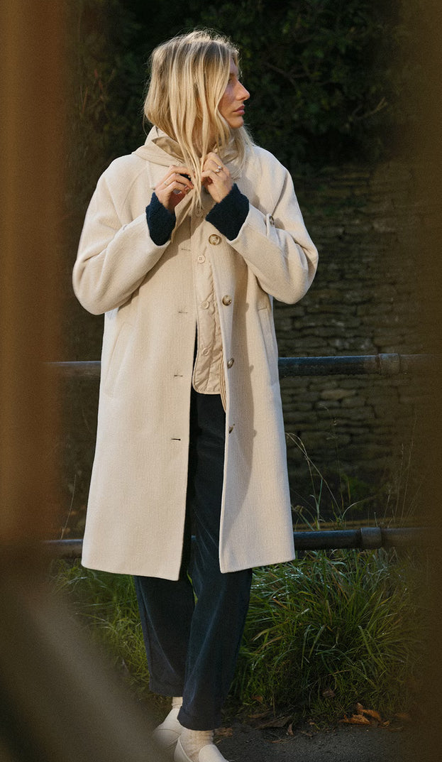 Indi & Cold wool coat with detachable waistcoat - winter white