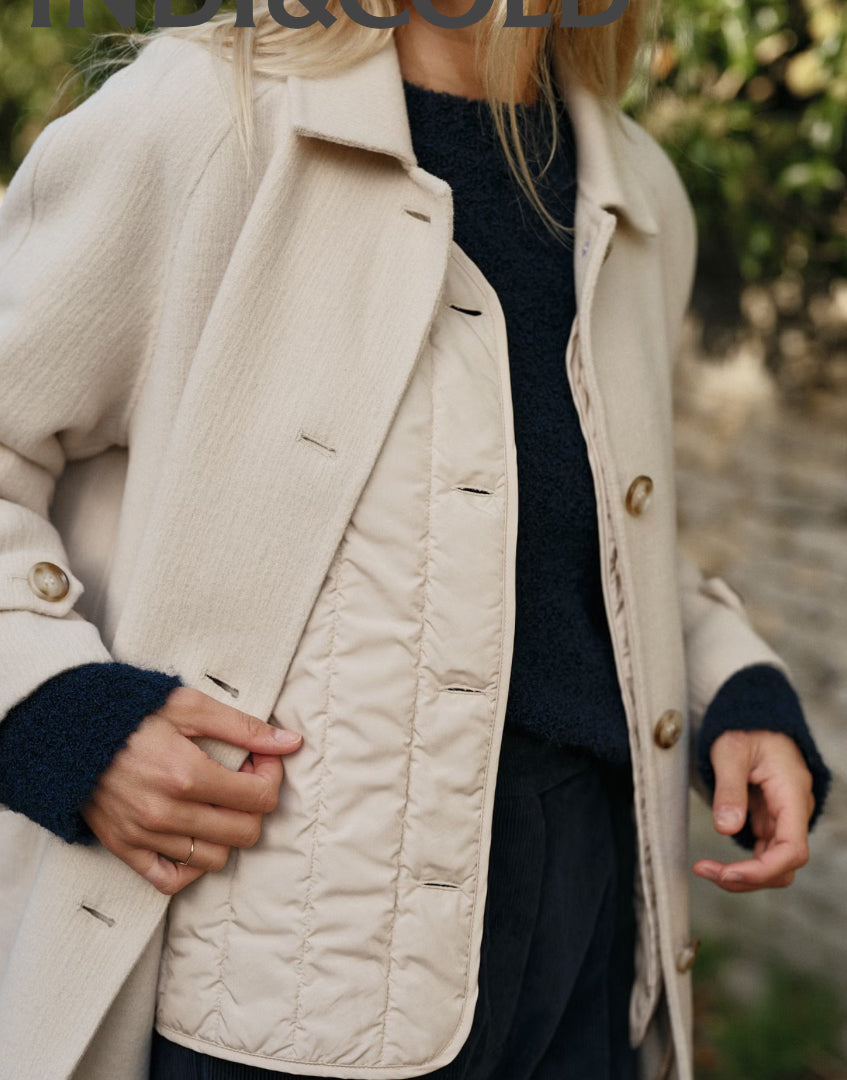 Indi & Cold wool coat with detachable waistcoat - winter white