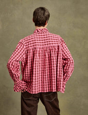 Penelope Chilvers portobello check ruffle blouse - pink / brown