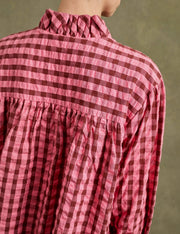 Penelope Chilvers portobello check ruffle blouse - pink / brown