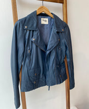 Studio-Kin Grace leather biker jacket - navy blue