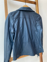 Studio-Kin Grace leather biker jacket - navy blue