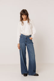 Indi & Cold romantic double gauze blouse - white