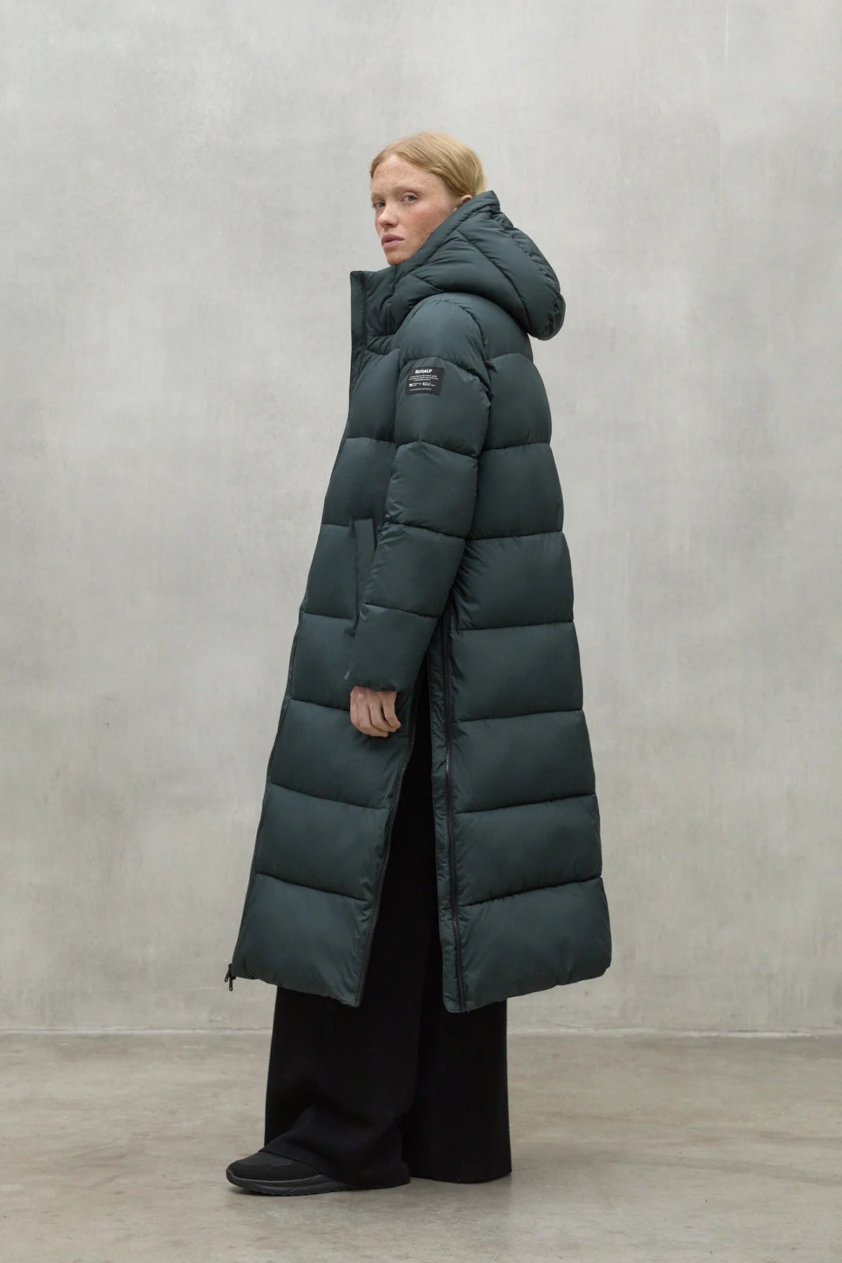 Ecoalf Binai lomg padded coat - woodland green