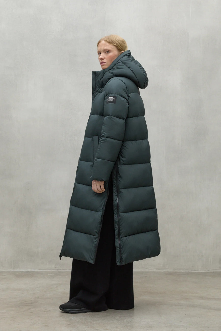Ecoalf Binai lomg padded coat - woodland green