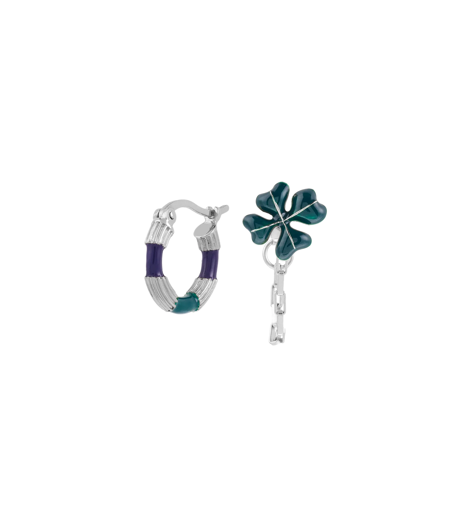 Anna + Nina lucky charm earring set - silver
