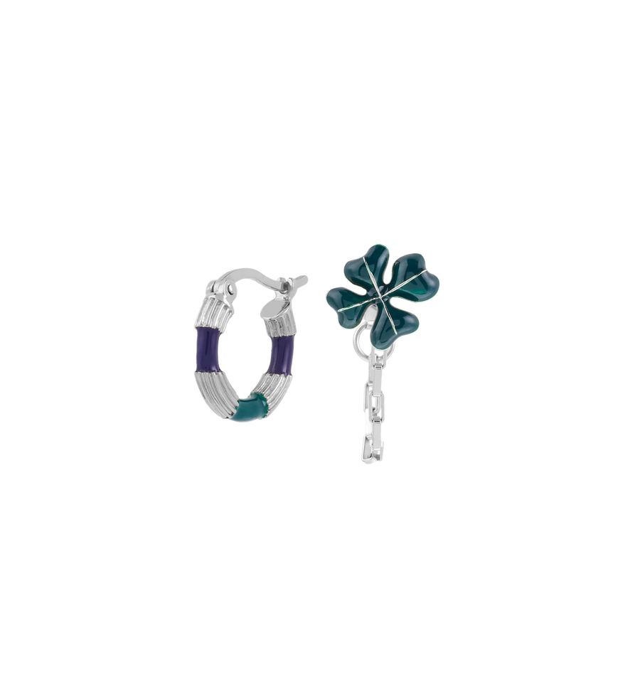 Anna + Nina lucky charm earring set - silver