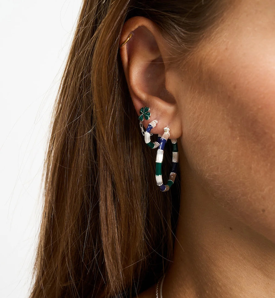 Anna + Nina lucky charm earring set - silver