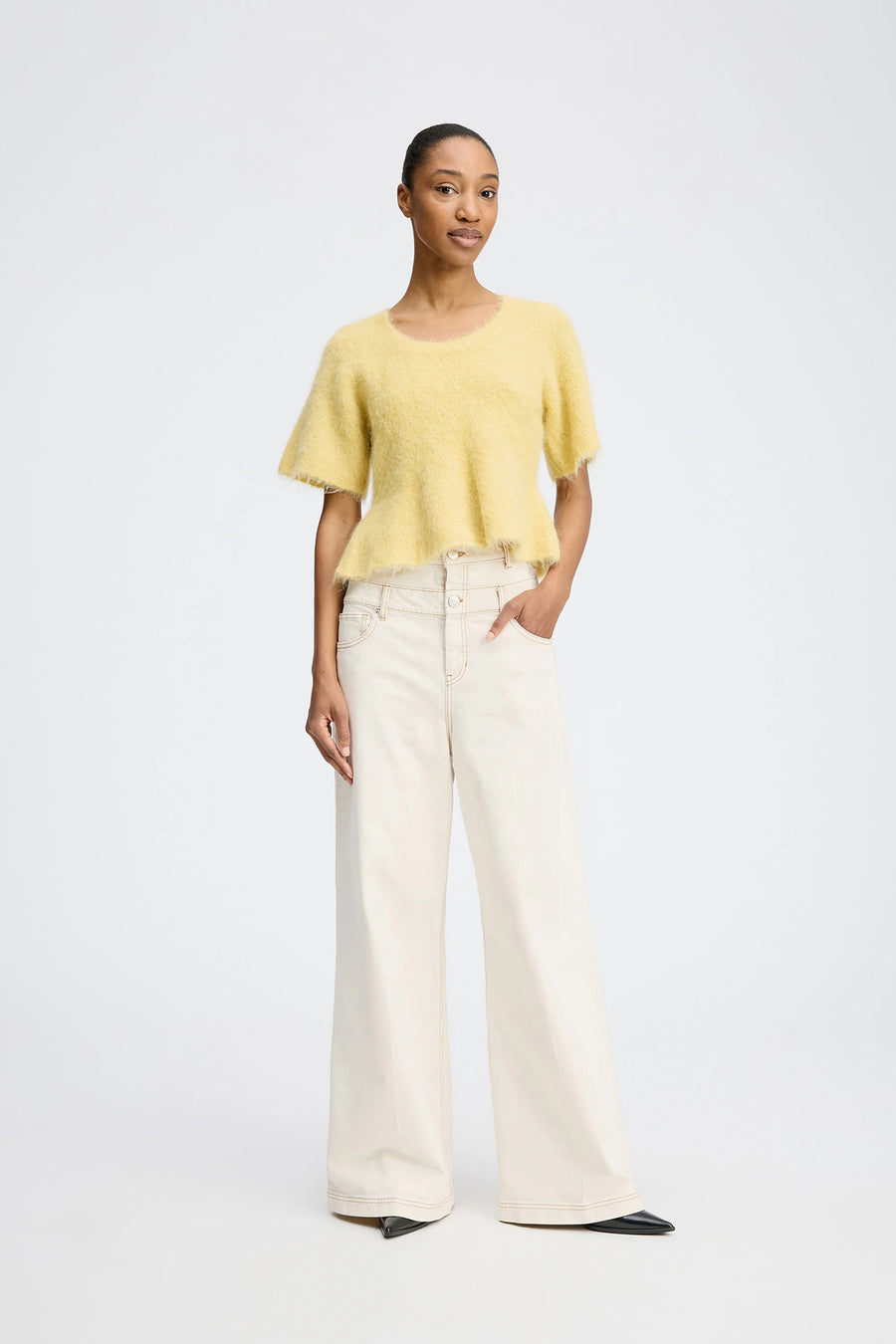 Munthe bow back short sleeved knit - yellow