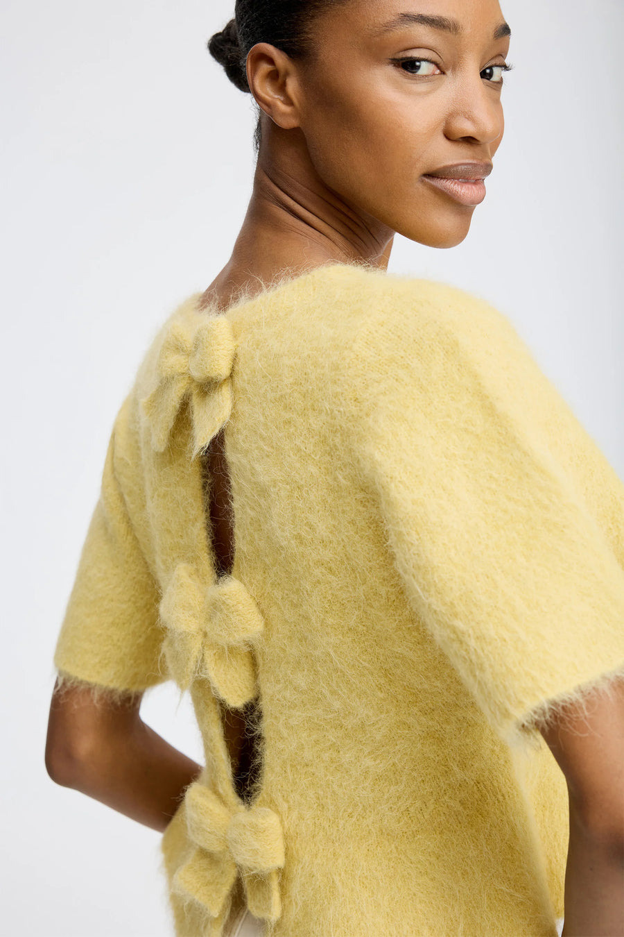 Munthe bow back short sleeved knit - yellow