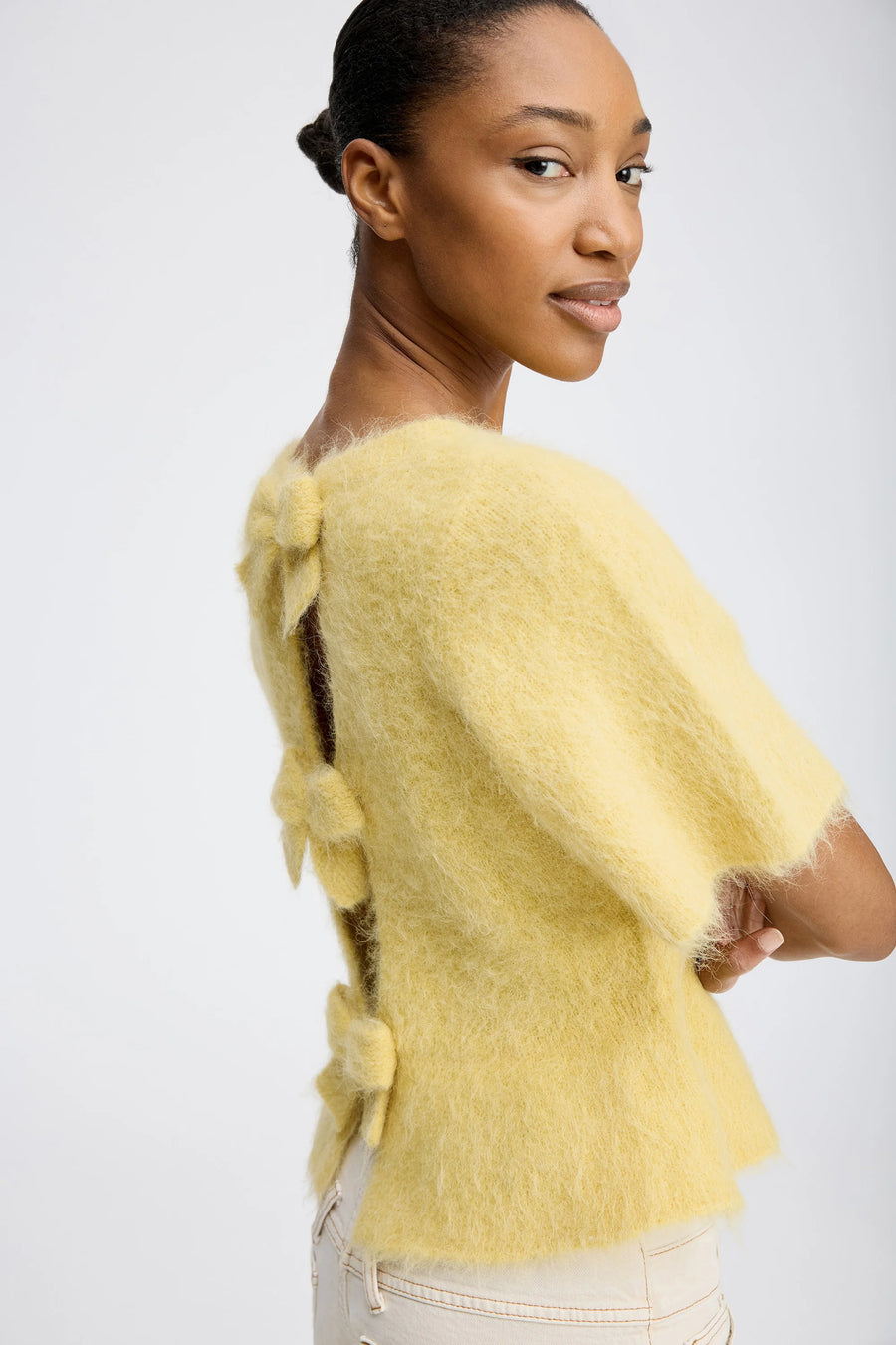 Munthe bow back short sleeved knit - yellow