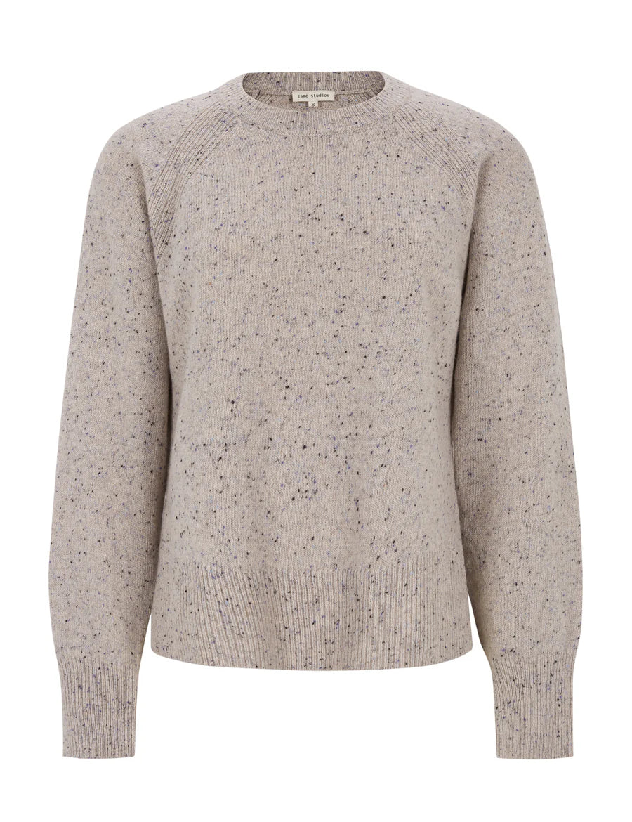 Esme Studios Elisa crewneck jumper - pale blue melange