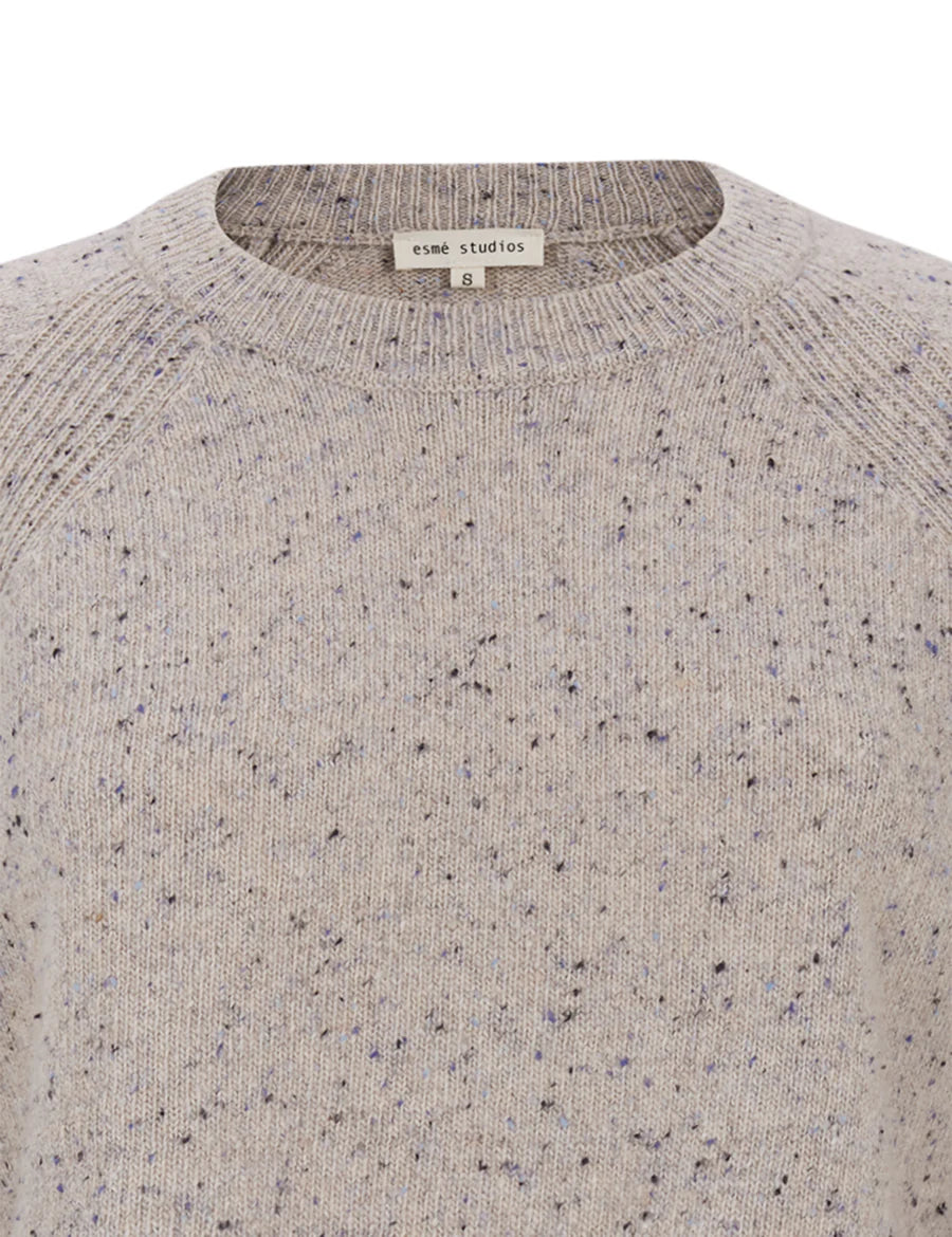 Esme Studios Elisa crewneck jumper - pale blue melange