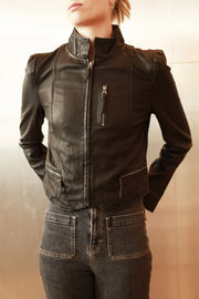 Studio-Kin Helena cropped leather jacket - black