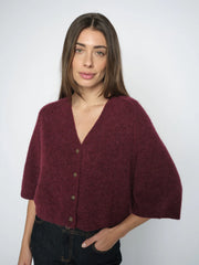 Mos mosh Thora Lizet short sleeved knit cardigan - cabernet