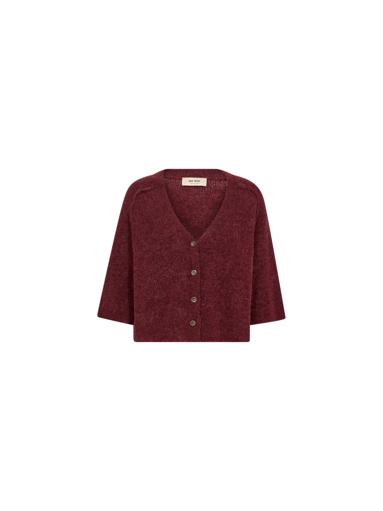 Mos mosh Thora Lizet short sleeved knit cardigan - cabernet