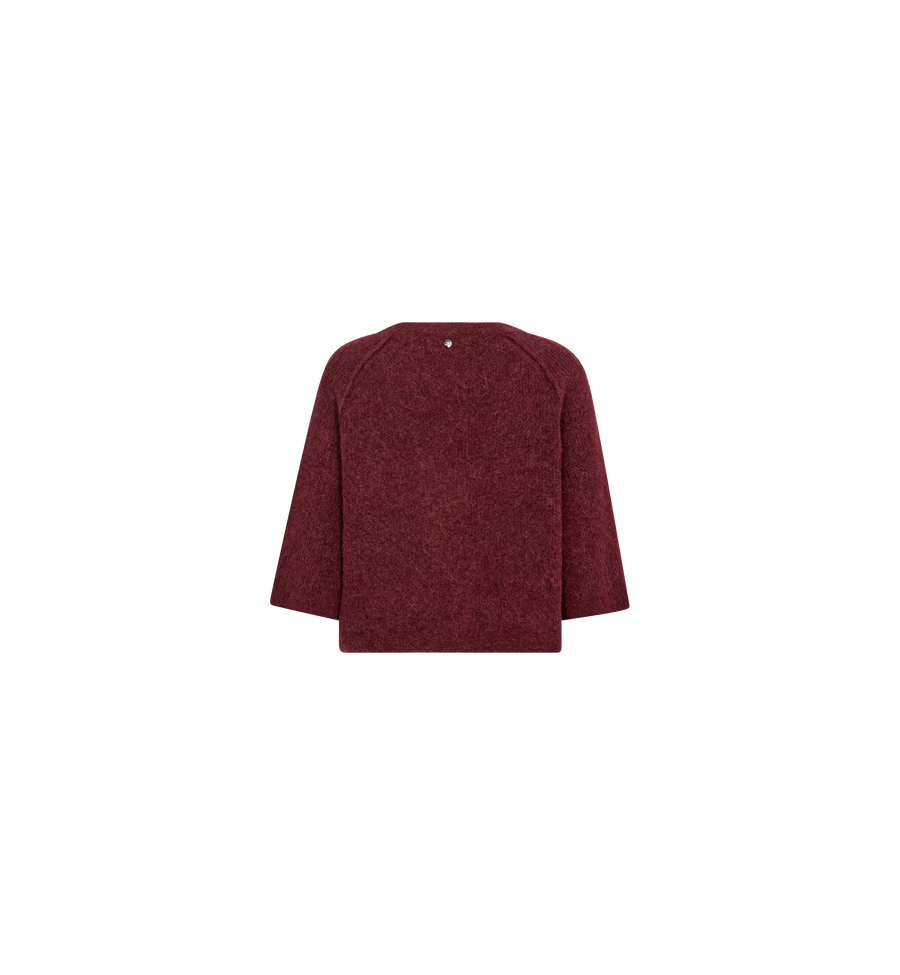 Mos mosh Thora Lizet short sleeved knit cardigan - cabernet