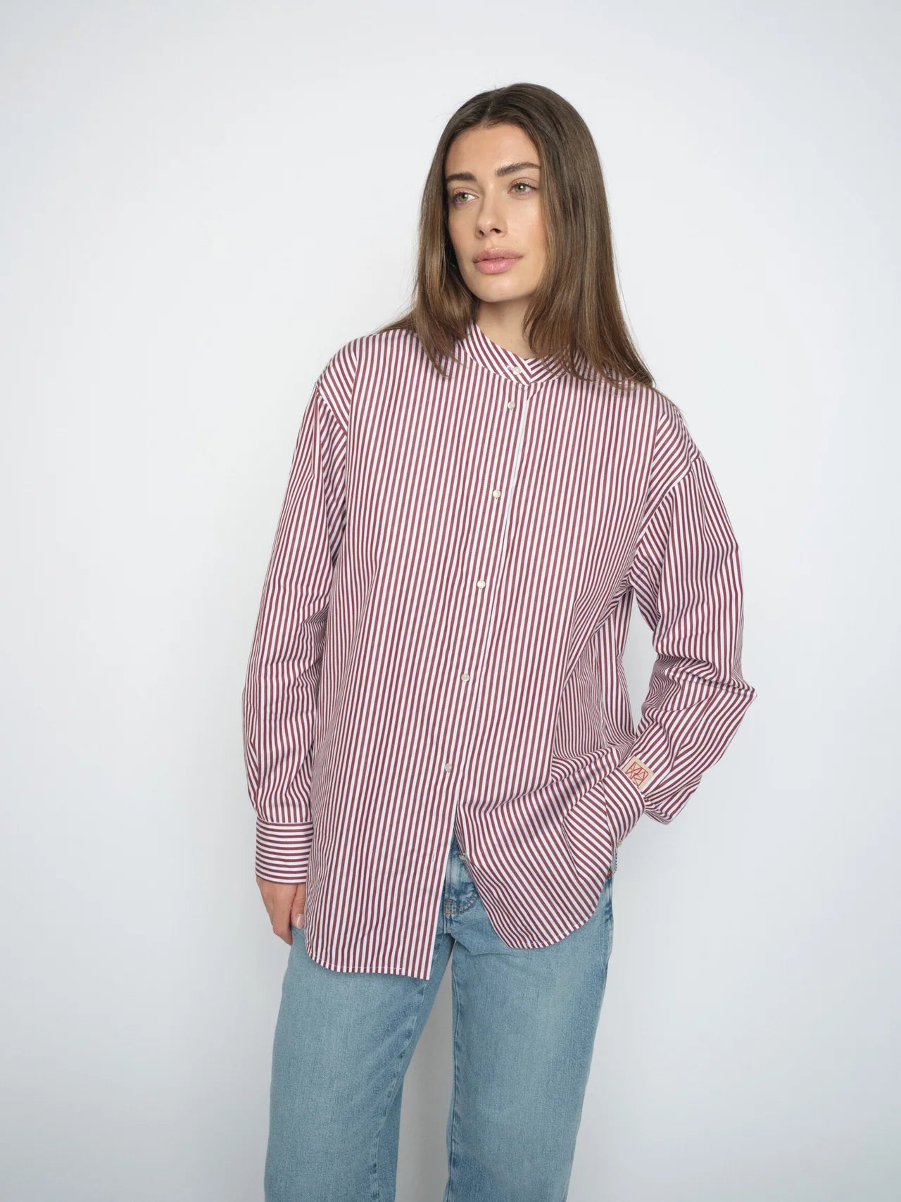 Mos mosh striped oversized shirt - cabernet