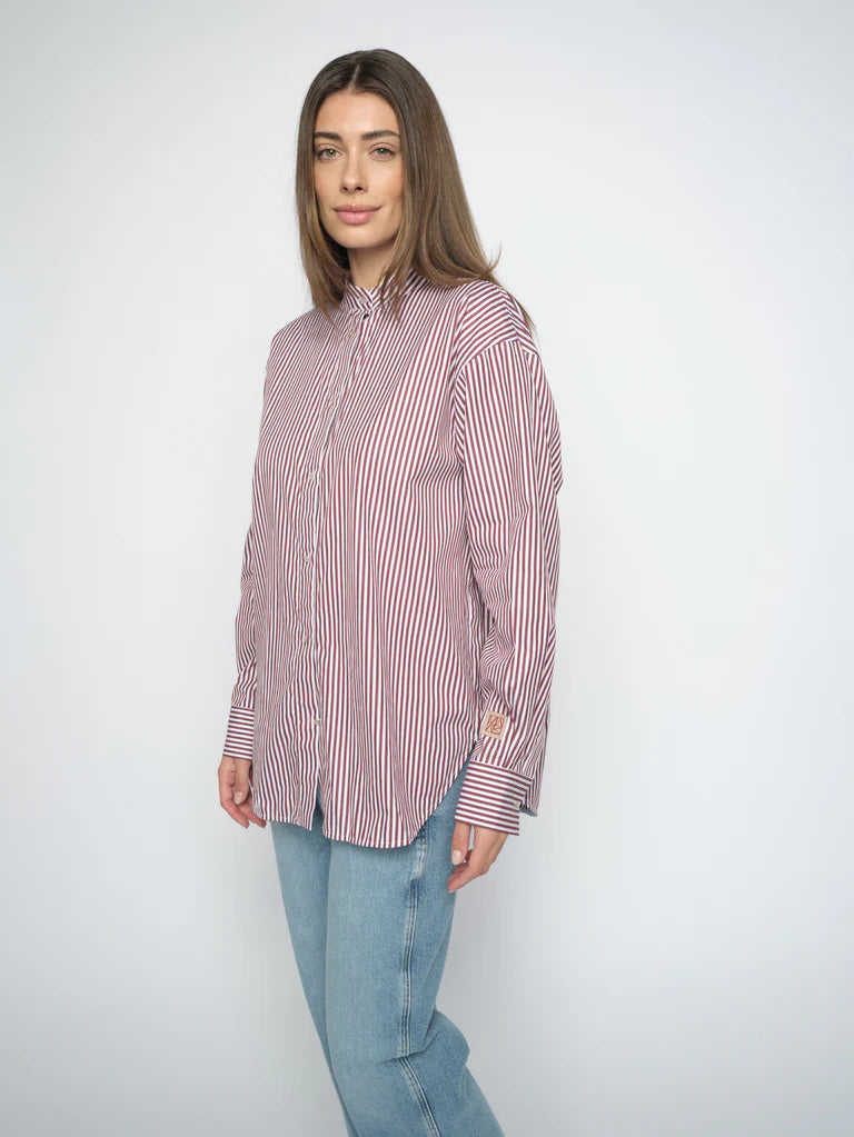 Mos mosh striped oversized shirt - cabernet