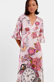 Jessica Russell Flint (JRF) “Eternal romance” pink conversation print dress