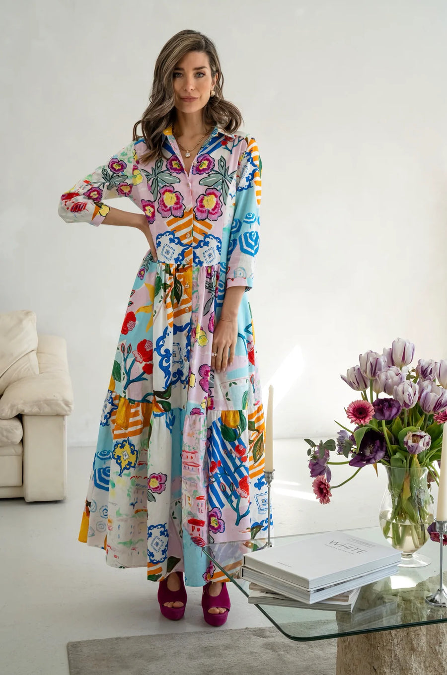 Jessica Russel Flint Amalfi print shirt dress
