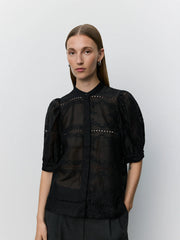 Sofie Schnoor Alessia broderie shirt - black