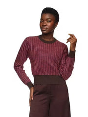 Brodie Cashmere Ethereal stitch jumper - dark brown / neon pink