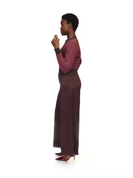 Brodie Cashmere Ethereal stitch jumper - dark brown / neon pink