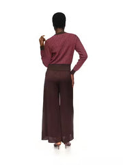 Brodie Cashmere Ethereal stitch jumper - dark brown / neon pink