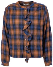 JcSophie pearl blouse - cognac check