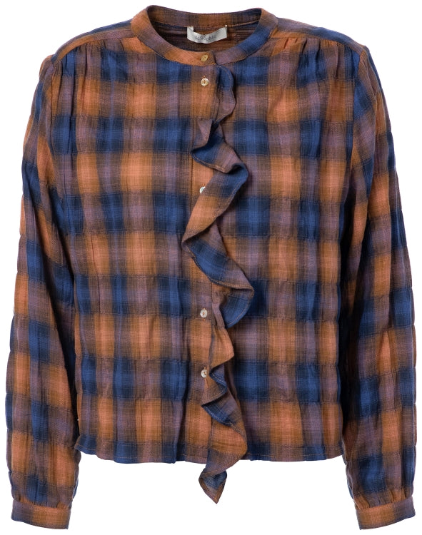 JcSophie pearl blouse - cognac check