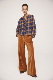 JcSophie pearl blouse - cognac check