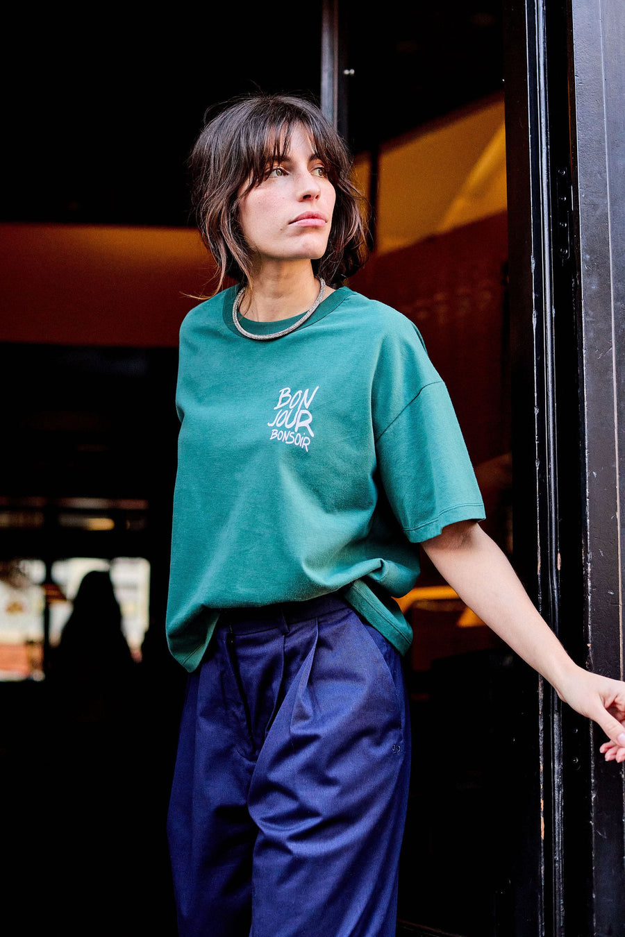 Arsene & Les pipelettes a.p Bonjour organic cotton t shirt - green