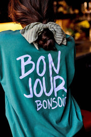 Arsene & Les pipelettes a.p Bonjour organic cotton t shirt - green