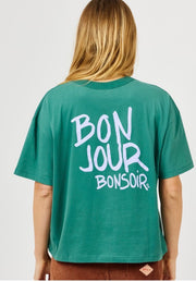 Arsene & Les pipelettes a.p Bonjour organic cotton t shirt - green
