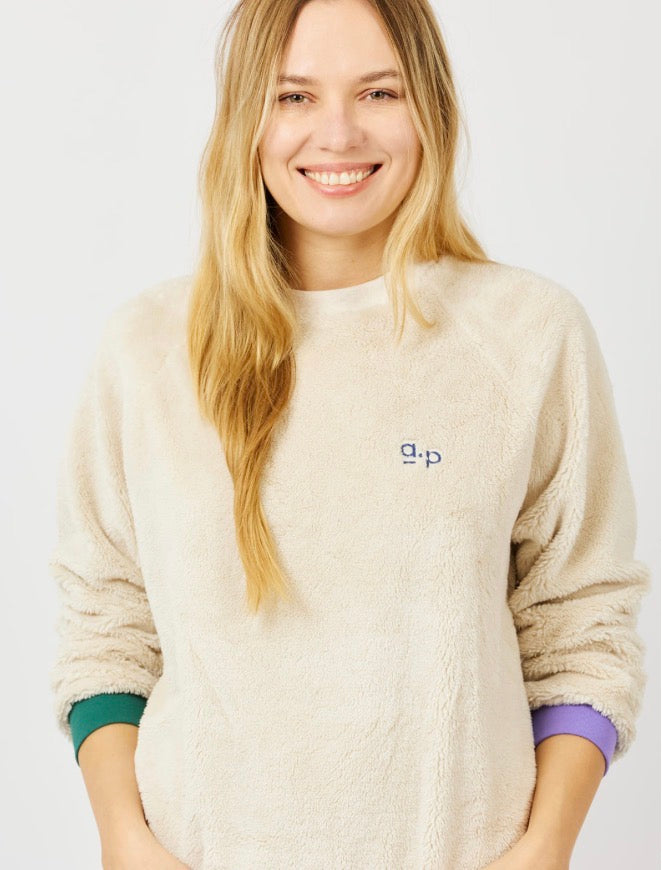 Arsene & les pipelettes crew neck fleece sweatshirt - stone