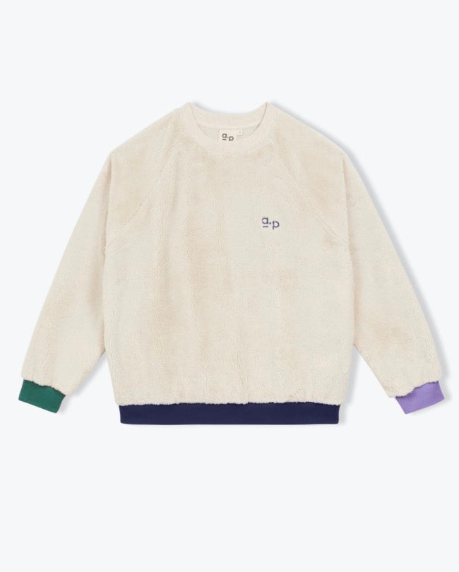 Arsene & les pipelettes crew neck fleece sweatshirt - stone