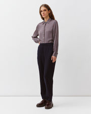 Diega Chaba viscose / silk mix blouse - blue/prune/ecru