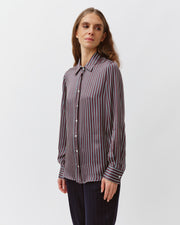 Diega Chaba viscose / silk mix blouse - blue/prune/ecru