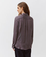 Diega Chaba viscose / silk mix blouse - blue/prune/ecru