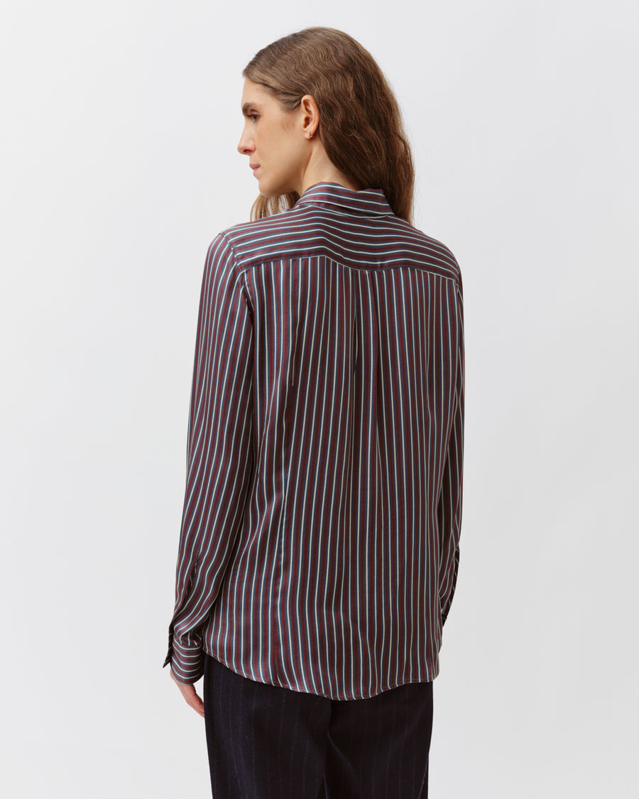 Diega Chaba viscose / silk mix blouse - blue/prune/ecru