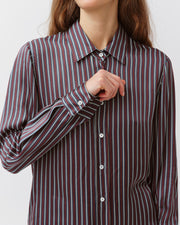 Diega Chaba viscose / silk mix blouse - blue/prune/ecru