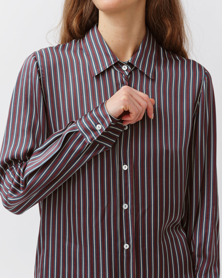 Diega Chaba viscose / silk mix blouse - blue/prune/ecru