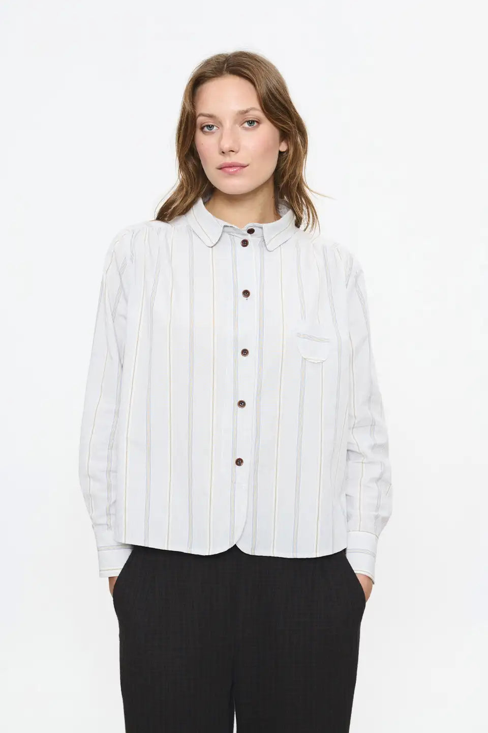Beatriz Furest Tidal striped shirt - ecru / grey