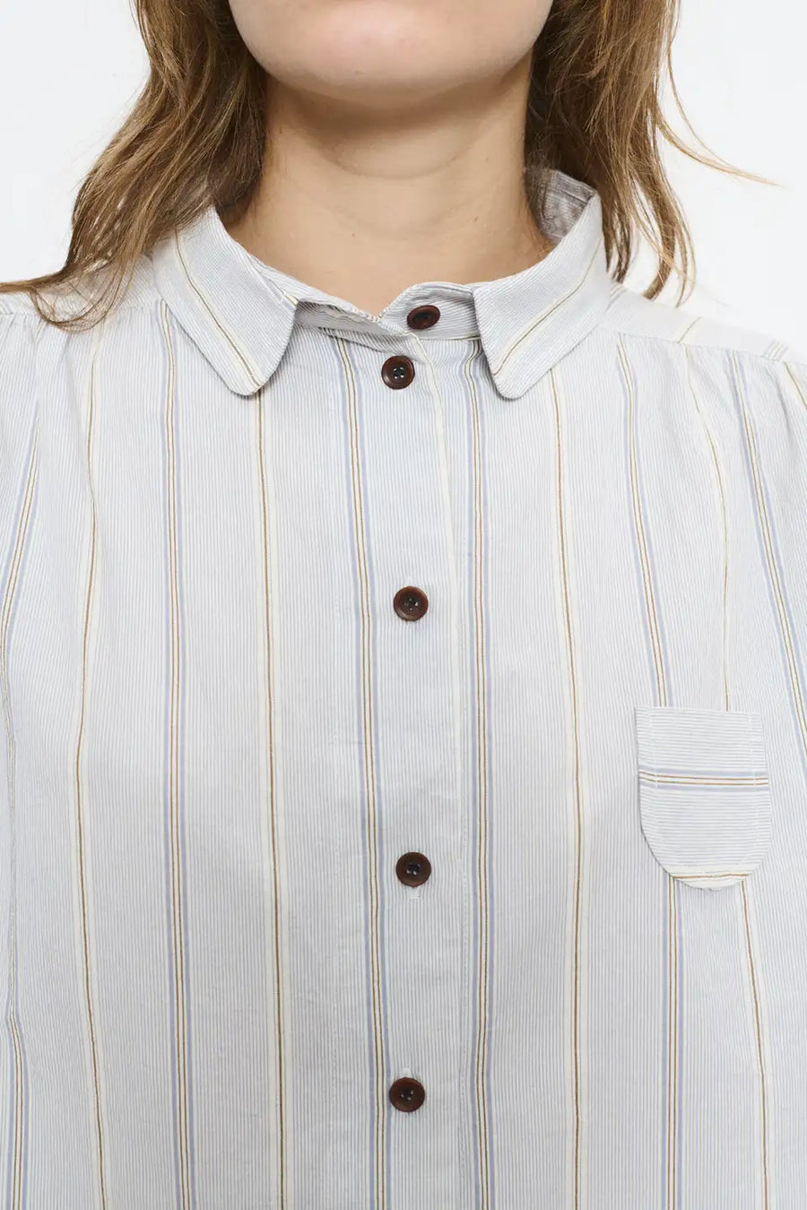 Beatriz Furest Tidal striped shirt - ecru / grey