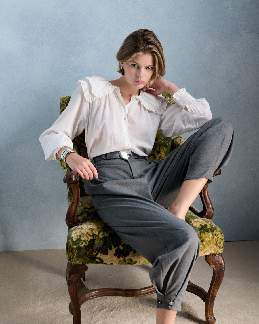 Petite Mendigote Constance collared top - ecru